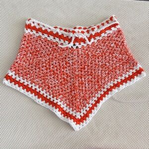 Eliou Handcrafted Orange and White Crochet Women Skirt